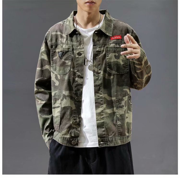 Elevate Your Style with the Men's Camouflage Polo Collar Jacket